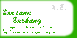 mariann barkany business card